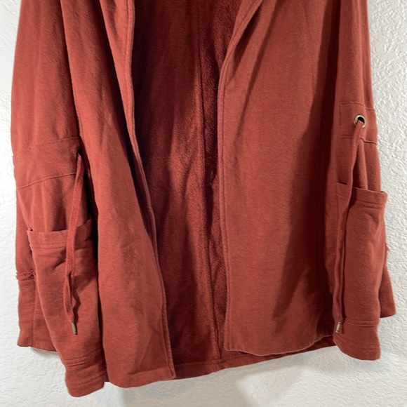 KNOX ROSE Jacket Drape Front Long Sleeve With Pockets Fiery Brown Size XS - Picture 4 of 11